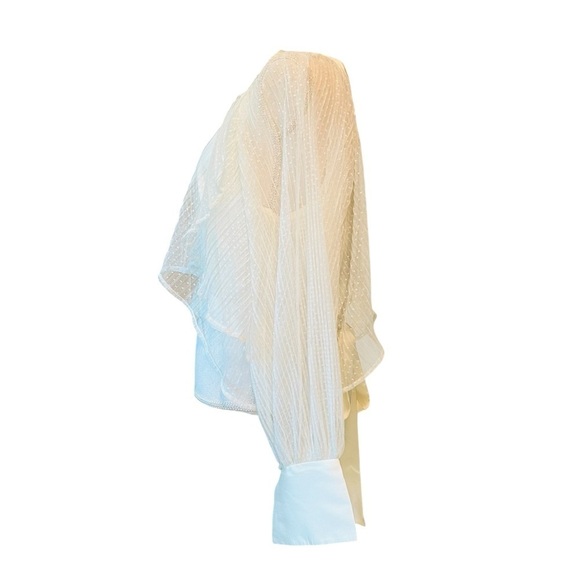 ASOS WOMEN’S BEAUTIFUL WHITE LONG SHEER SLEEVES V NECKLINE TOP SIZE 12 - Picture 3 of 13